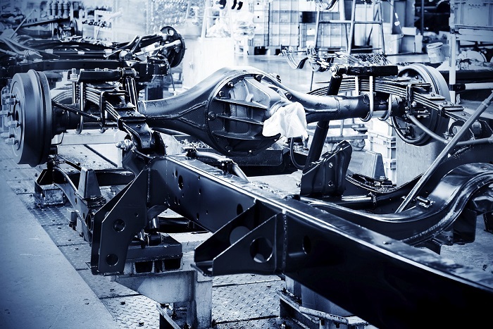 Pickup truck production workshop Extracteur d’air temporaire sur une ligne de production automobile